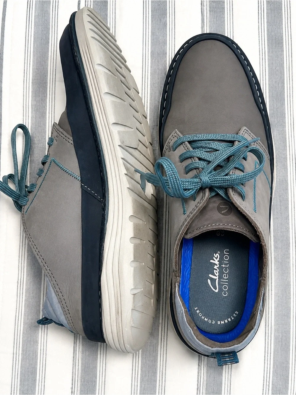 Clarks Collection Men’s 9.5 Casual Shoes Gray/Blue – Excellent Condition